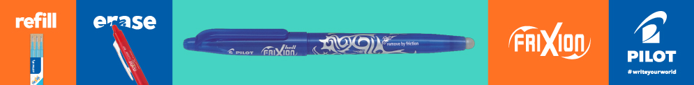 Het revolutionaire FriXion gamma van Pilot Pen is al jaren een favoriet bij schrijfliefhebbers, studenten en professionals. Met de innovatieve uitwisbare inkttechnologie biedt FriXion de vrijheid om foutloos te schrijven en te corrigeren zonder gumresten of vlekken. Schrijf. Wis. Herbegin.