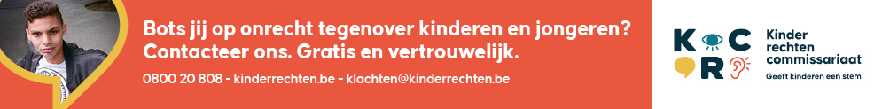 Banner met informatie over het Kinderrechtencommissariaat