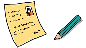 Illustratie: Sollicitatiebrief met potlood