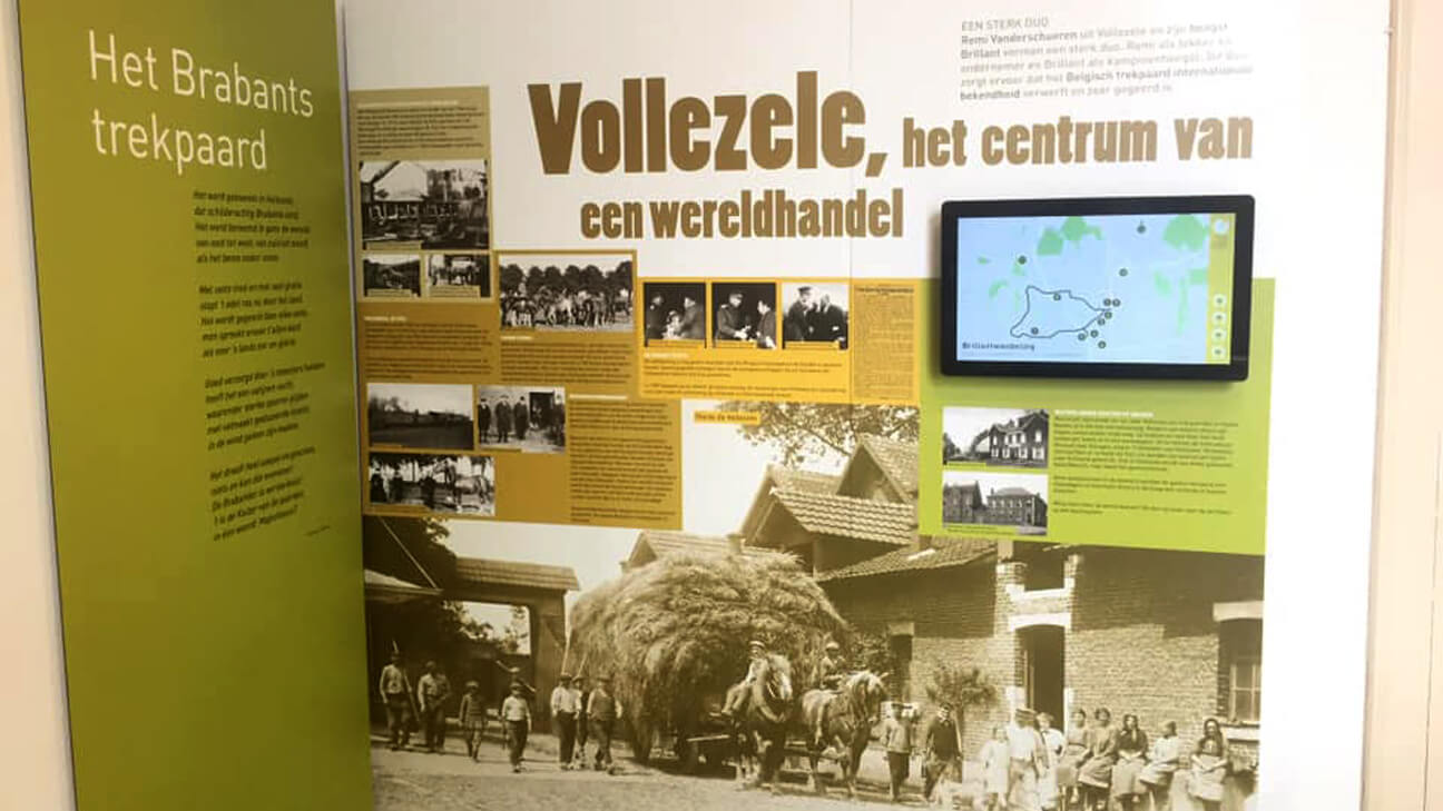Paneel over Vollezele, het centrum van een wereldhandel van het Brabants trekpaard