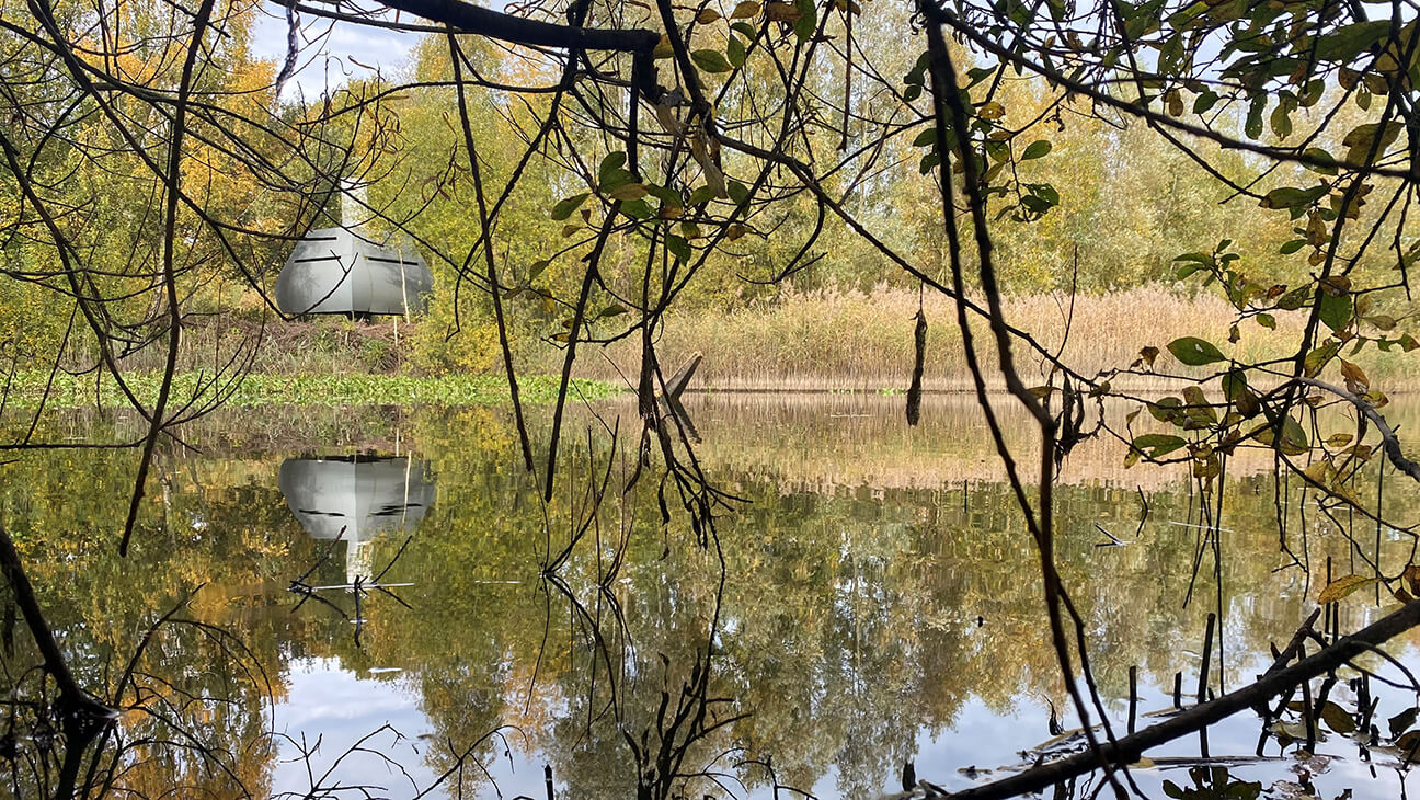 Vijver en tuin aan Verbeke Foundation