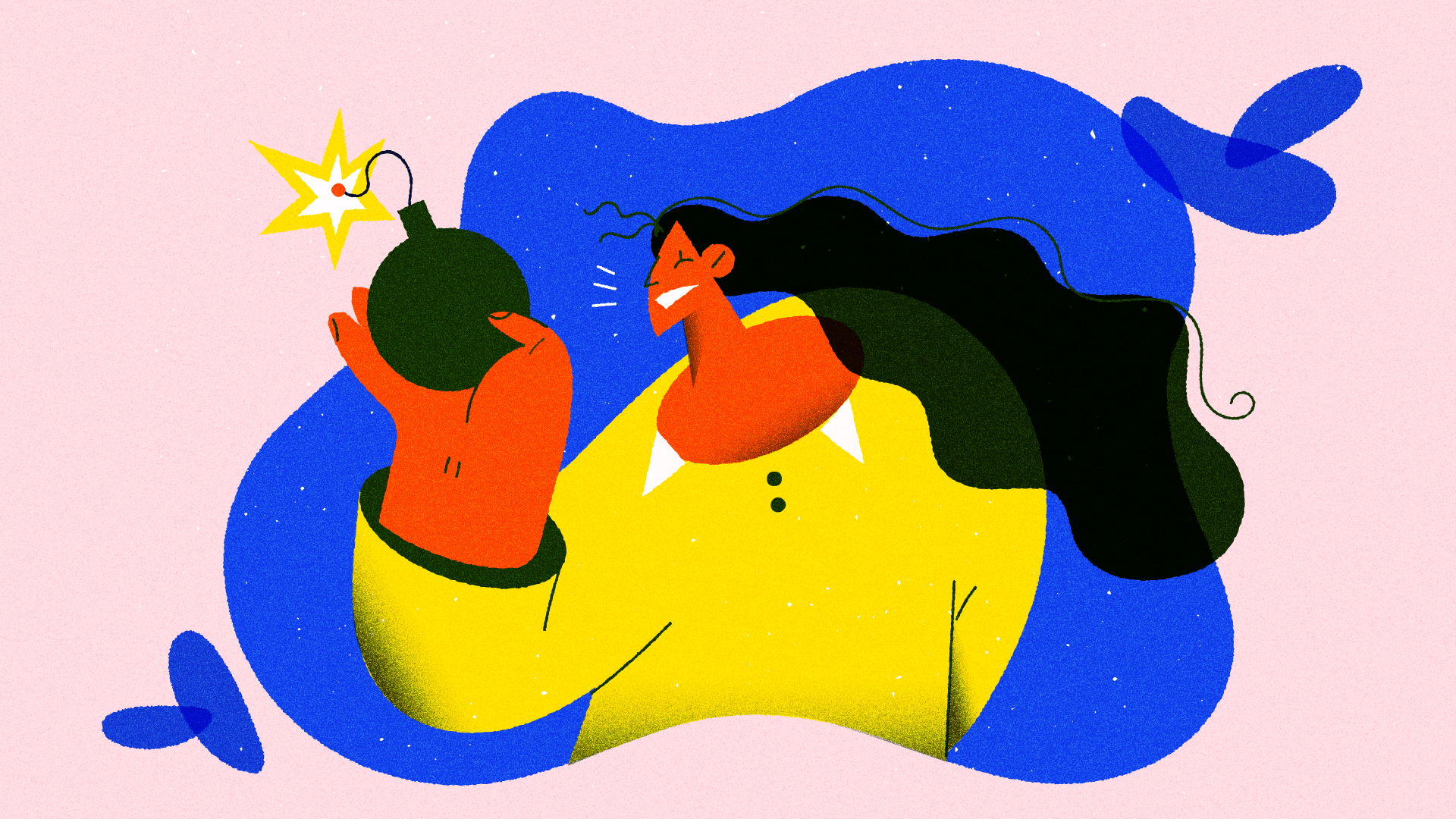 illustratie vrouwelijke figuur met bom