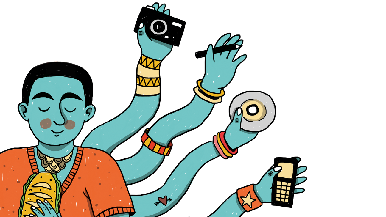 illustratie van een Shiva-figuur met veel armen