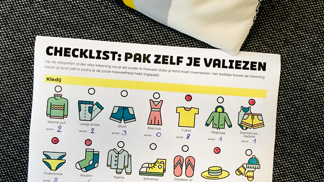 checklist valies inpakken