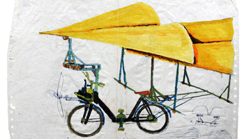 tekening van pen en fiets
