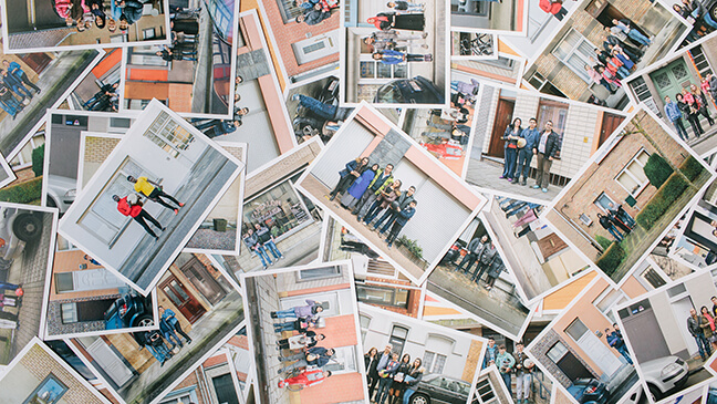 Collage van wenskaarten uit het fotoproject