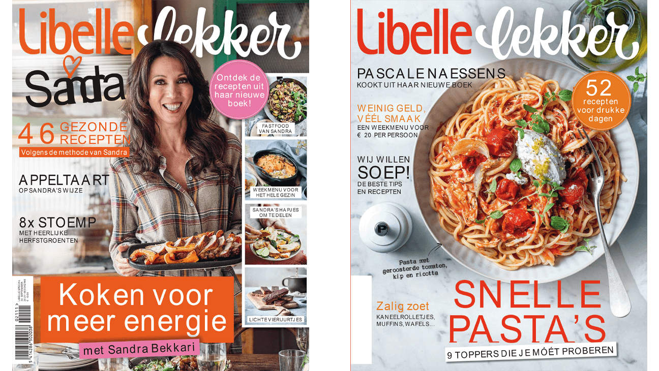 2 covers van het tijdschrift 'Libelle lekker'