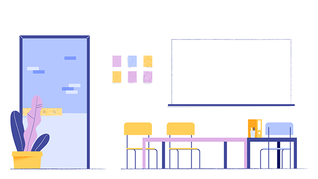 Illustratie van een klaslokaal