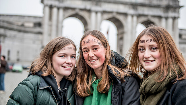 leerlingen betogen voor het klimaat in Brussel