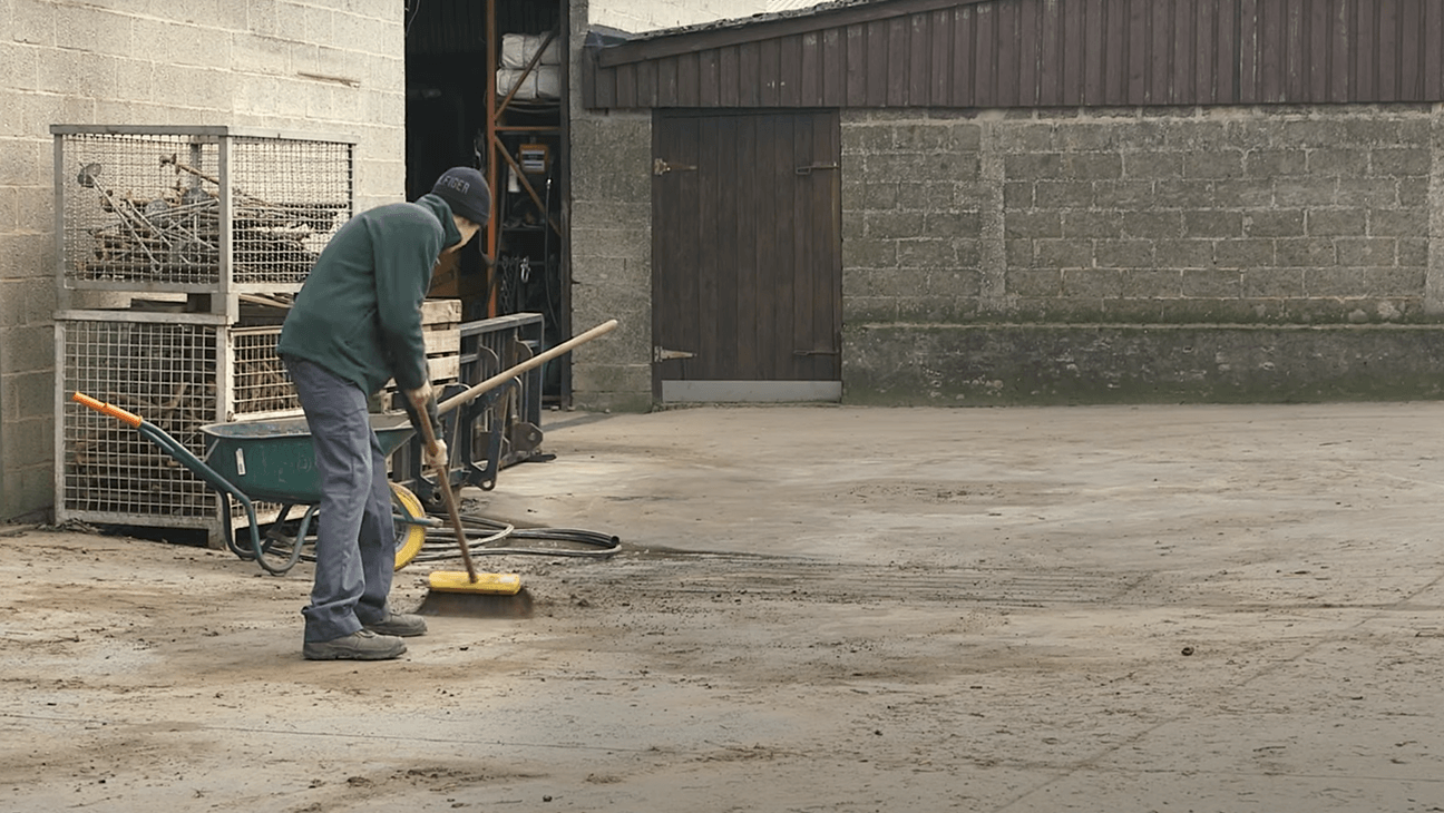 leerling op boerderij