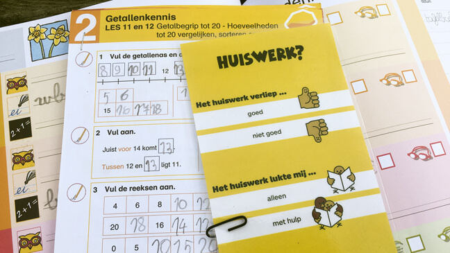 Bladwijzer waarmee je via de agenda aan de leraar kunt laten weten hoe het huiswerk verliep - Feedback