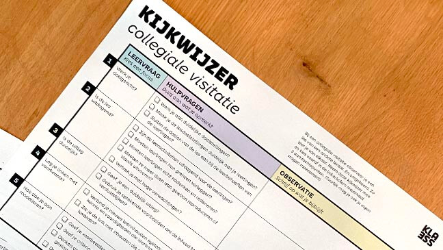 Beeld van de afgedrukte kijkwijzer en tips collegiale visitatie