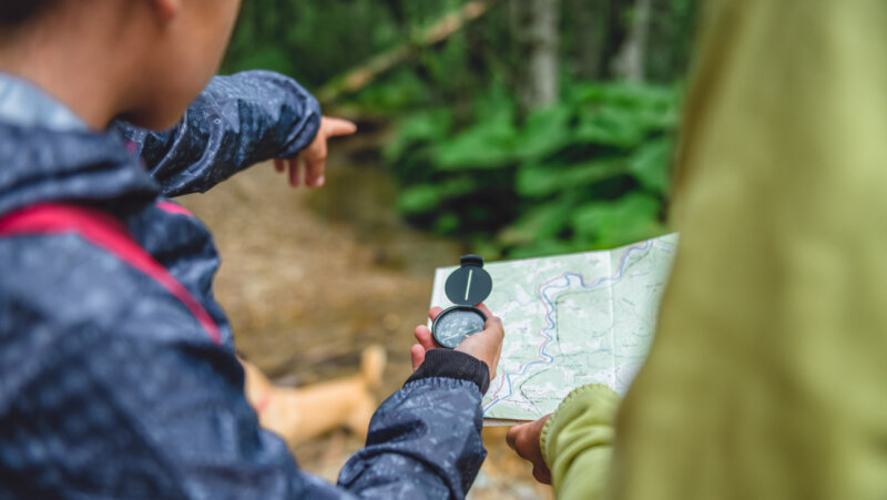 Wandelkaart met kompas