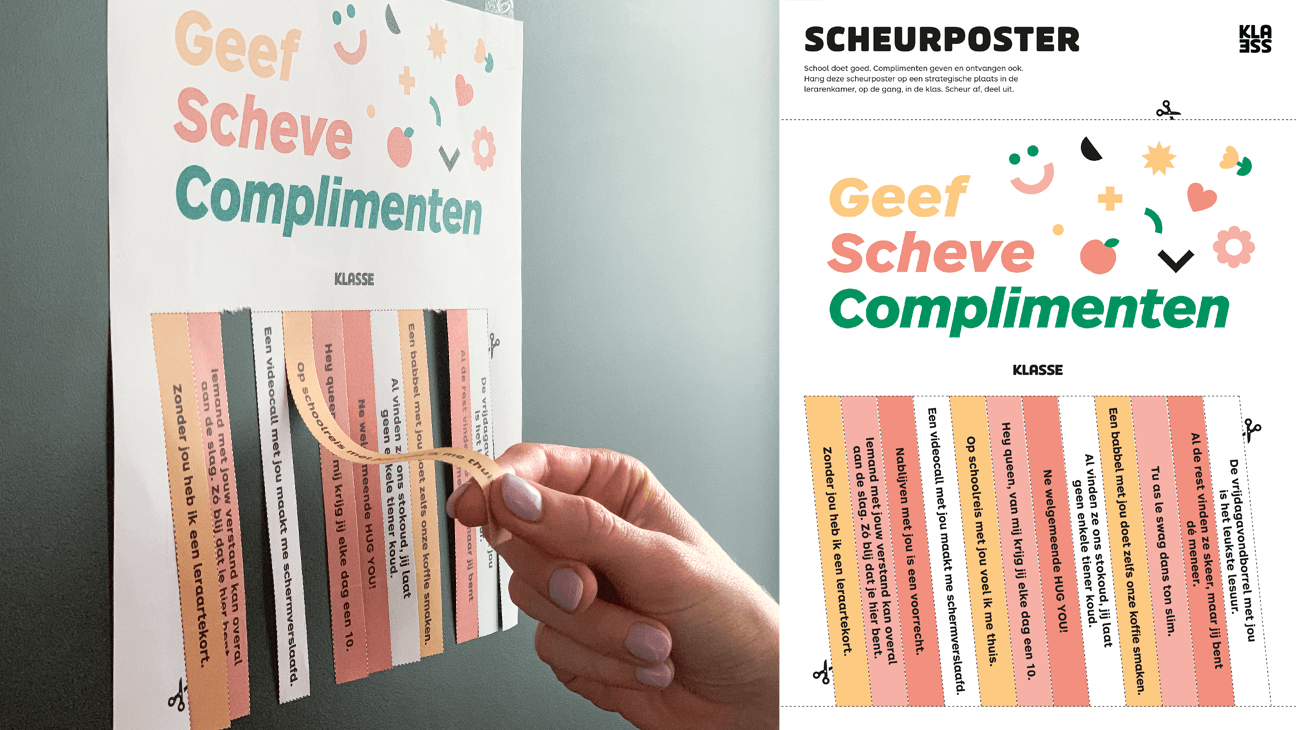 Klik en Print scheurposter scheve complimenten