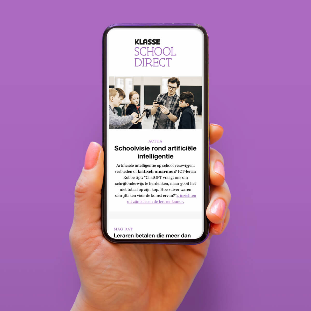 Nieuwsbrief Schooldirect op smartphone