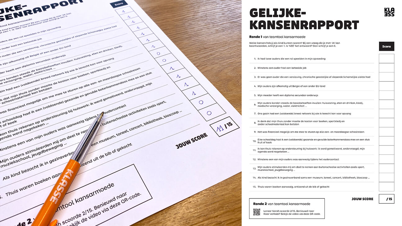 Foto van ingevuld gelijkekansenrapport