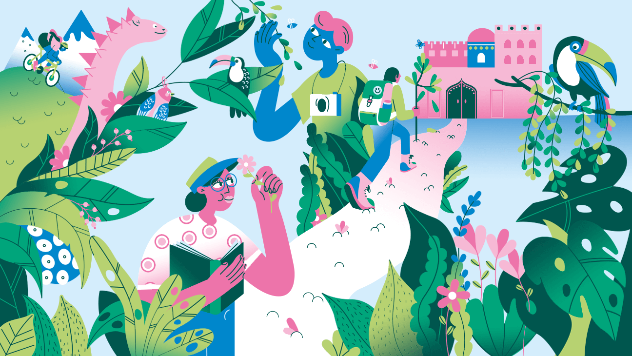 Illustratie van allerlei activiteiten die je kan doen met je Lerarenkaart