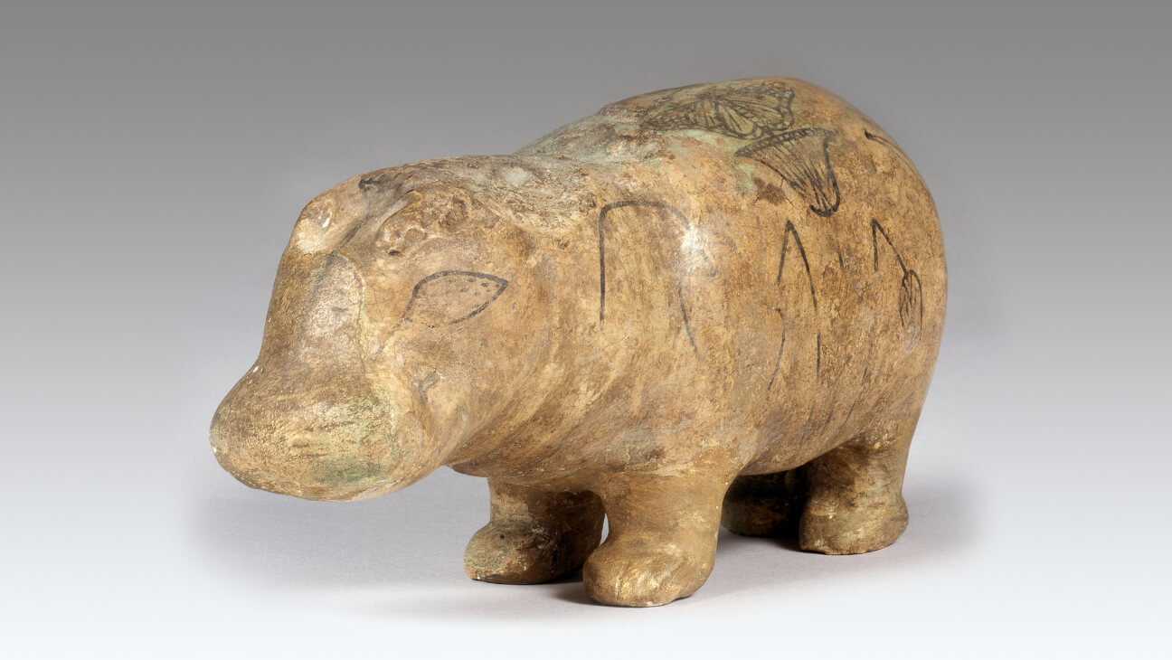 Beeldje van nijlpaard uit Egypte