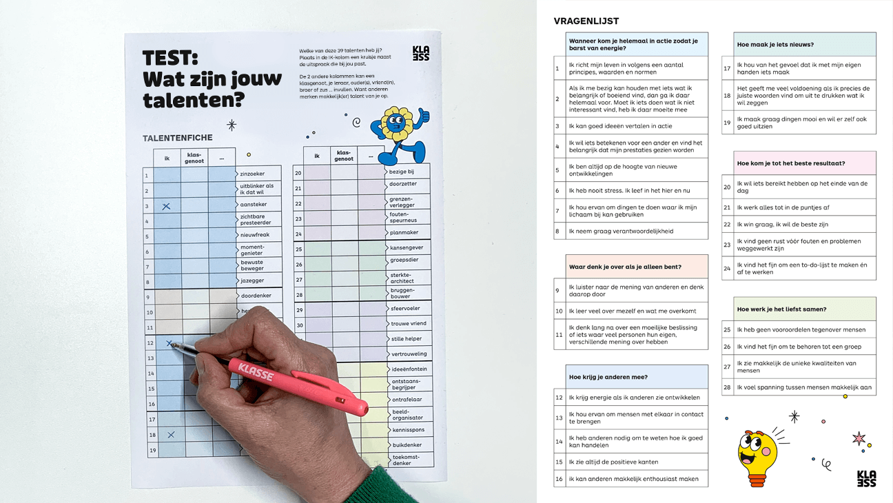 Klik & Print: Talententest - vragenlijst en antwoordfiche