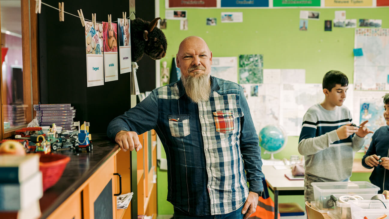 Portret van leraar Miek Feys tijdens de STEM-les