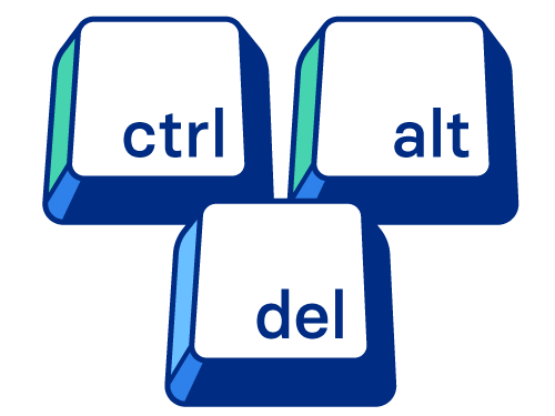 cyberaanval: ctrl-, alt- en del-toetsen