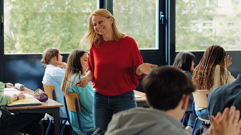 Maryse Rolland, leraar Frans in haar klas