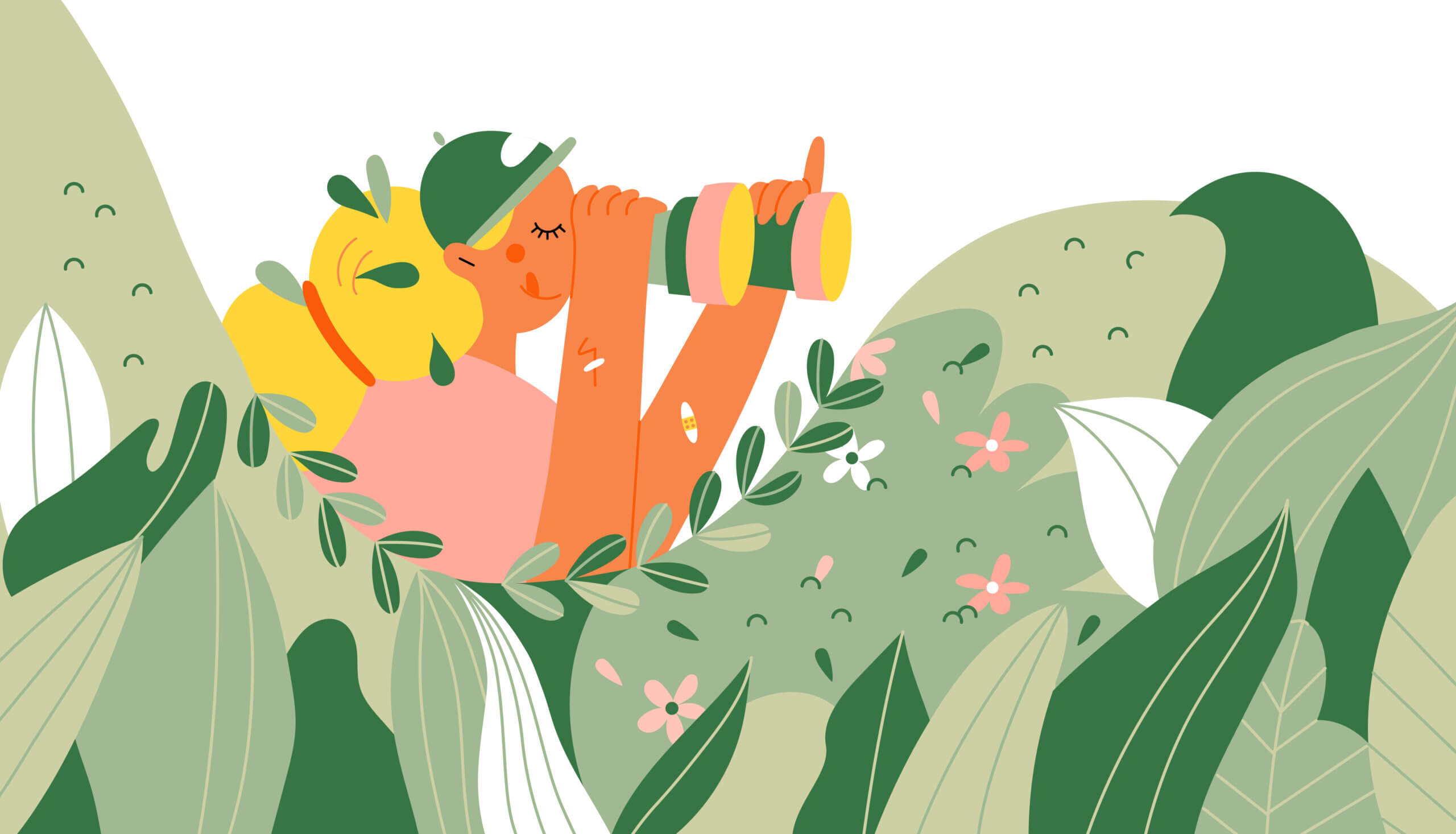Illustraties van startende leraar met verrekijker
