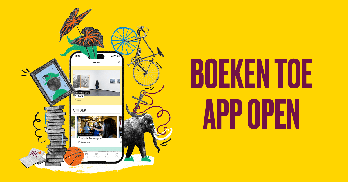 Lerarenkaart-app met campagne slogan 'Boeken toe - App open'