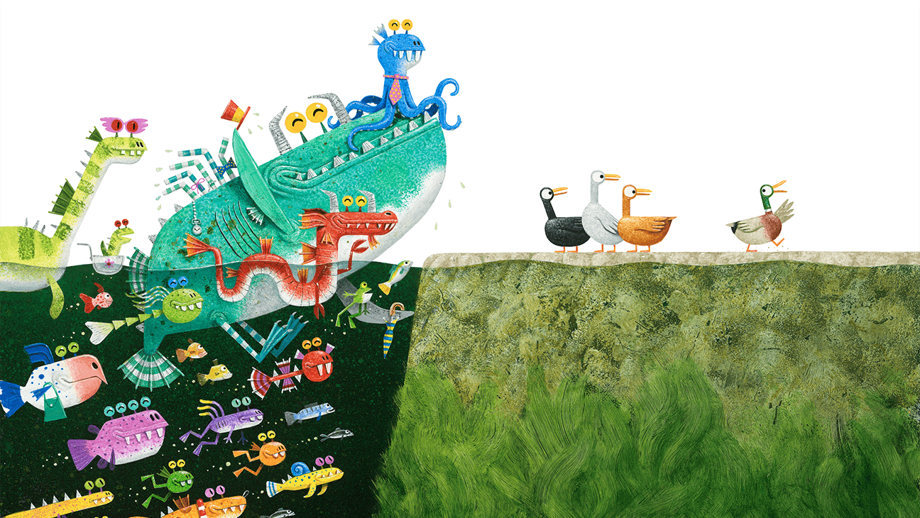 Illustratie met monsters van Leo Timmers