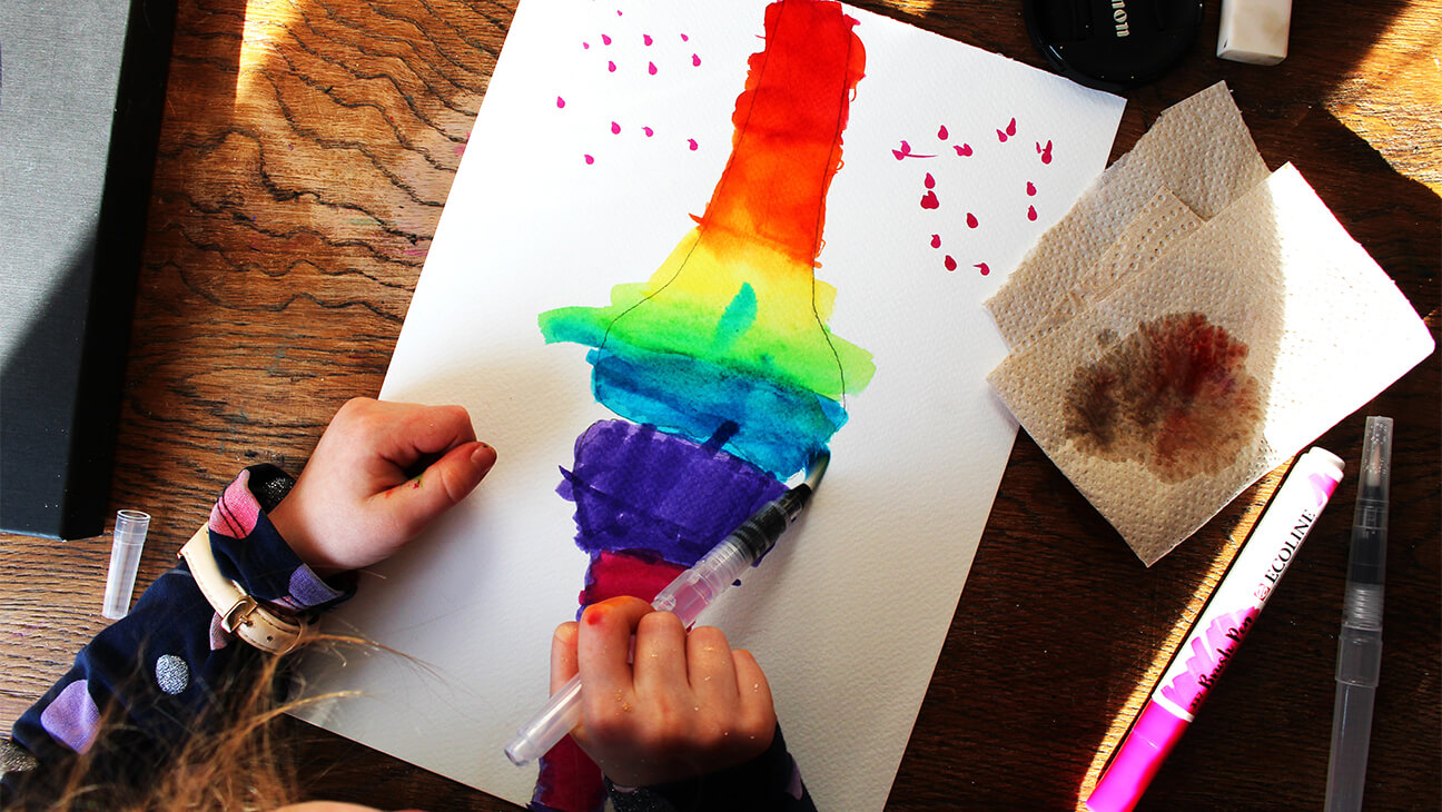 Tekening van webshop Brush academie