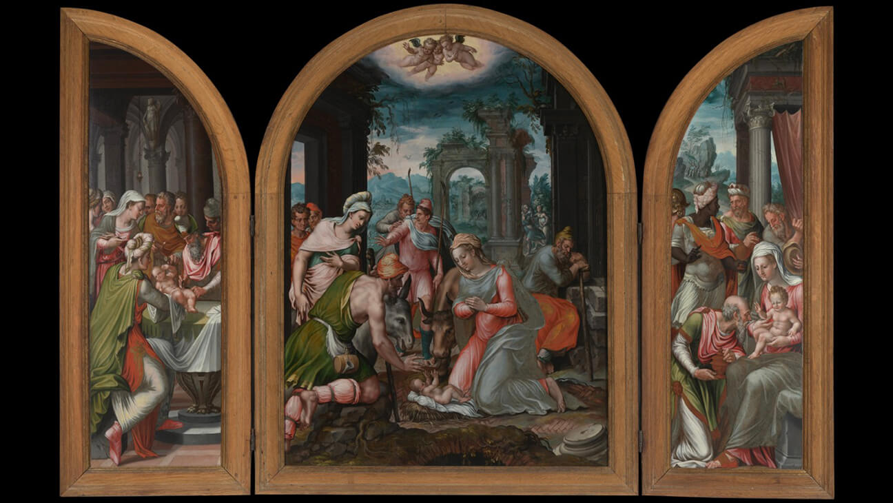 Lambert Lombard, Triptiek met de aanbidding van de herders, ca. 1540-ca. 1566