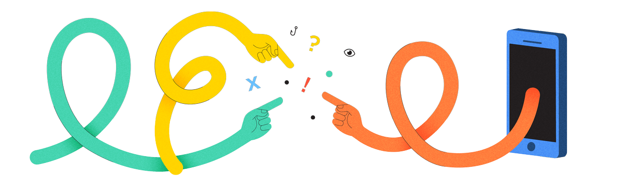 Armen wijzen naar één persoon