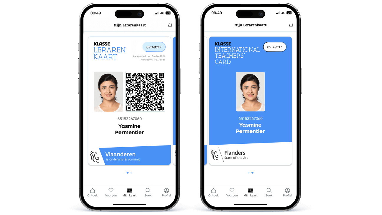 Lerarenkaart in app