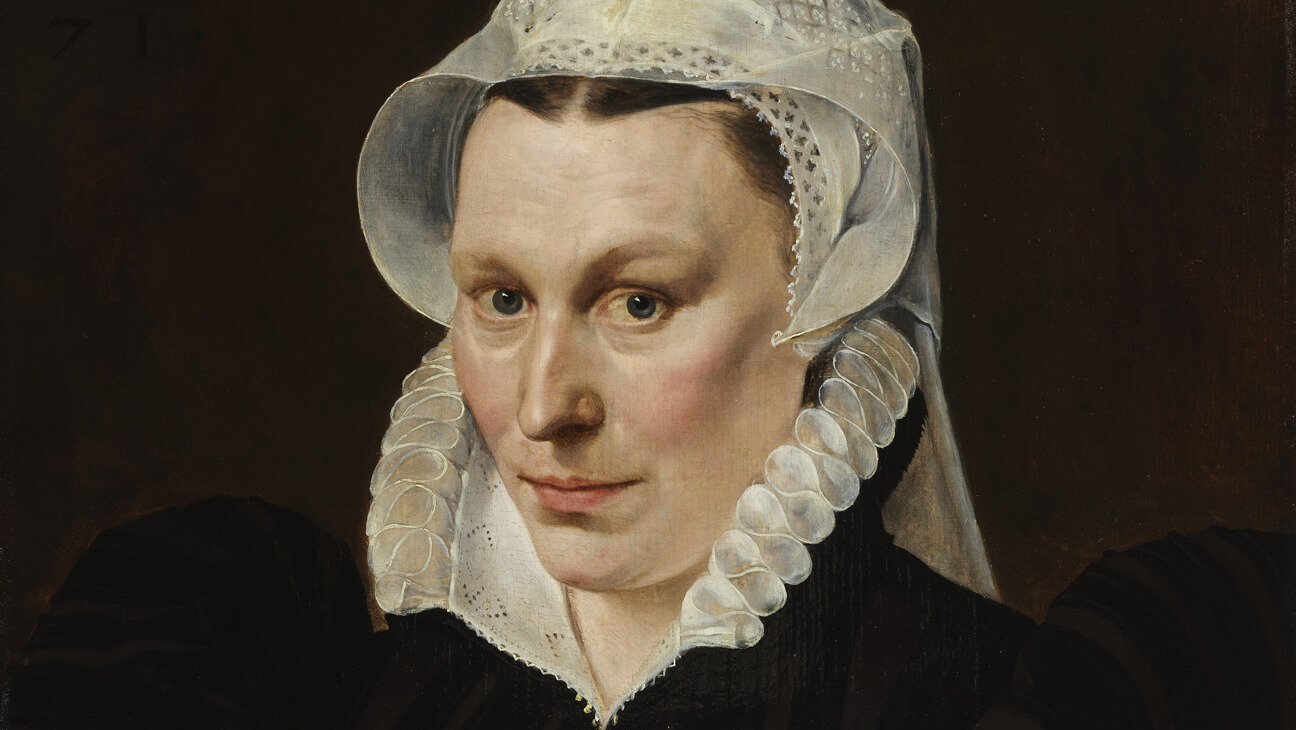 Portret van Magdalena Plantin door Adriaen Thomasz uit de expo Vrouwenzaken / Zakenvrouwen