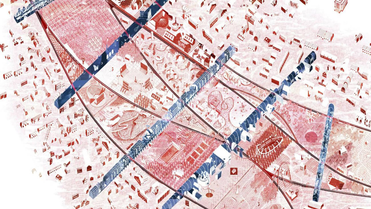 Ouest drawing, 2019, in the mark of a Ouest+Sampling awarded contribution to Tallinn Architecture Biennale “New Habitats, New Beauties"
