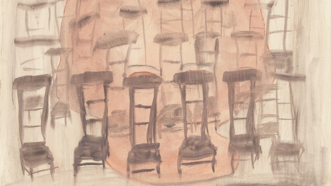 Monique Gies, Zonder title, s.d., acrylverf op papier, 25 x 32,5 cm.