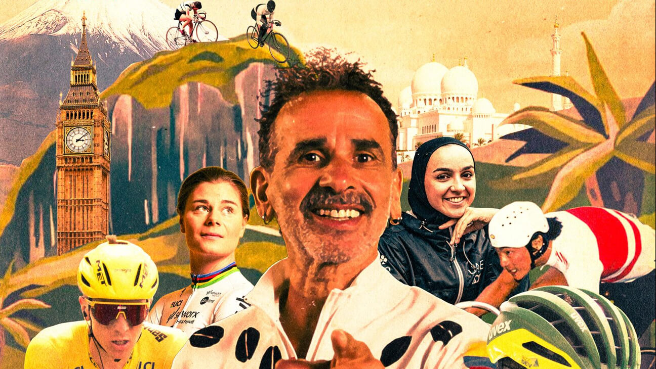 Campagebeeld van de expo 'wereldwijd wielrennen'