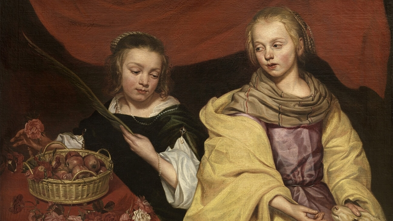 Kunstwerk 'Twee meisjes als de heiligen Agnes en Dorothea' van Michaelina Wautier