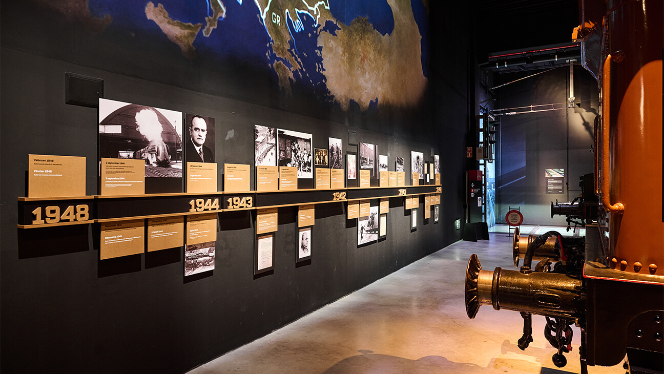 Zaal met tijdlijn in Trainworld