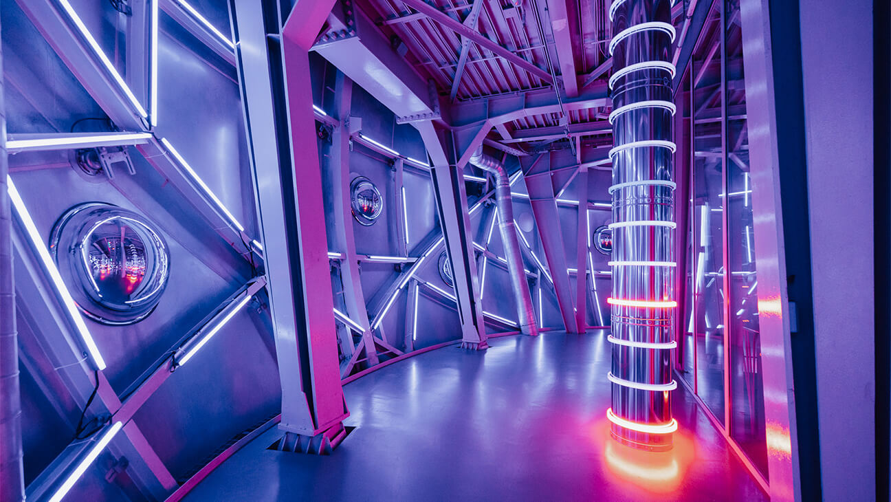 Het atomium tijdens de expo 'Nimbus'